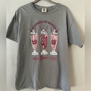 Dark Grey Comfort Colors Phi Mu Milkshakes for Miracles T-shirt Size L